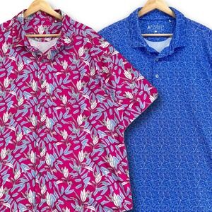 BUNDLE Bermuda Sands Golf Shirts Mens Large Performance Polo & Button Up Floral